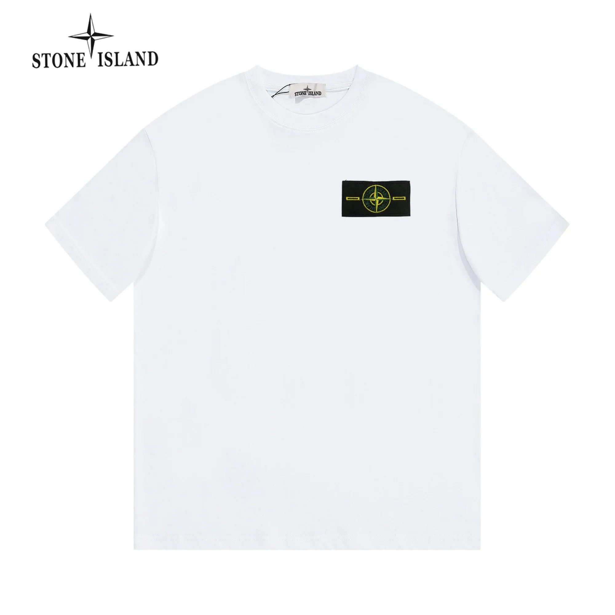 P150 STONE ISLAND Stone Island solid color logo, available at the counter, original order, fashionable and casual round neck short-sleeved T-shirt, the upper body is very unique! Eye-catching and bright, imported original fabric, 🪡 craft letter pattern decorated logo, simple yet fashionable, classic atmosphere, comfortable and breathable, handsome and stylish upper body, 2️⃣ recommended colors, size: S-2XL